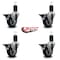 Service Caster 3.5'' Thermoplastic Rubber Swivel 1-5/8'' Expanding Stem Caster Set with Brake, 4PK SCC-EX20S3514-TPRB-PLB-158-4 - alternate 2